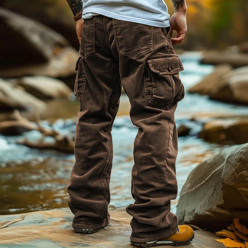 Retro Cargo Trousers with Foot Elastic for Men