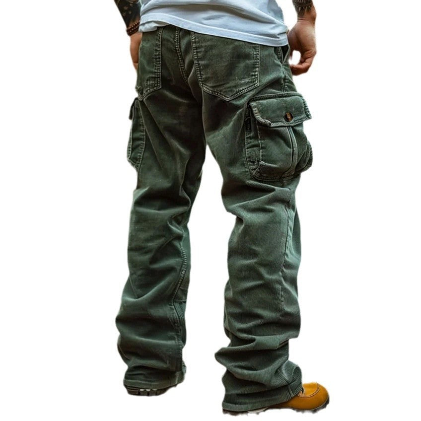 Retro Cargo Trousers with Foot Elastic for Men