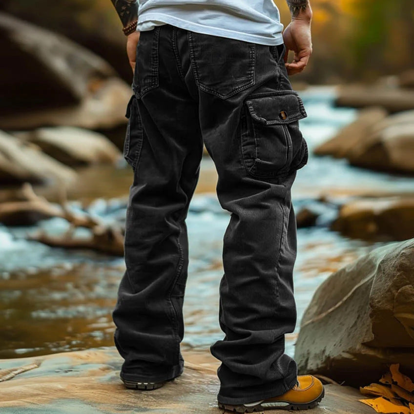 Retro Cargo Trousers with Foot Elastic for Men