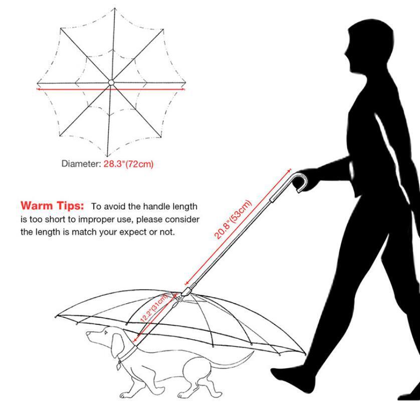 Dog Transparent Umbrella with Leash – Waterproof Pet Umbrella with Removable Traction Chain