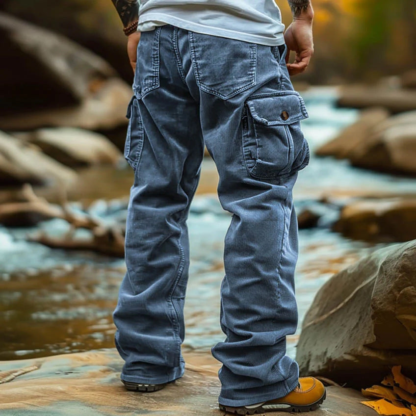 Retro Cargo Trousers with Foot Elastic for Men