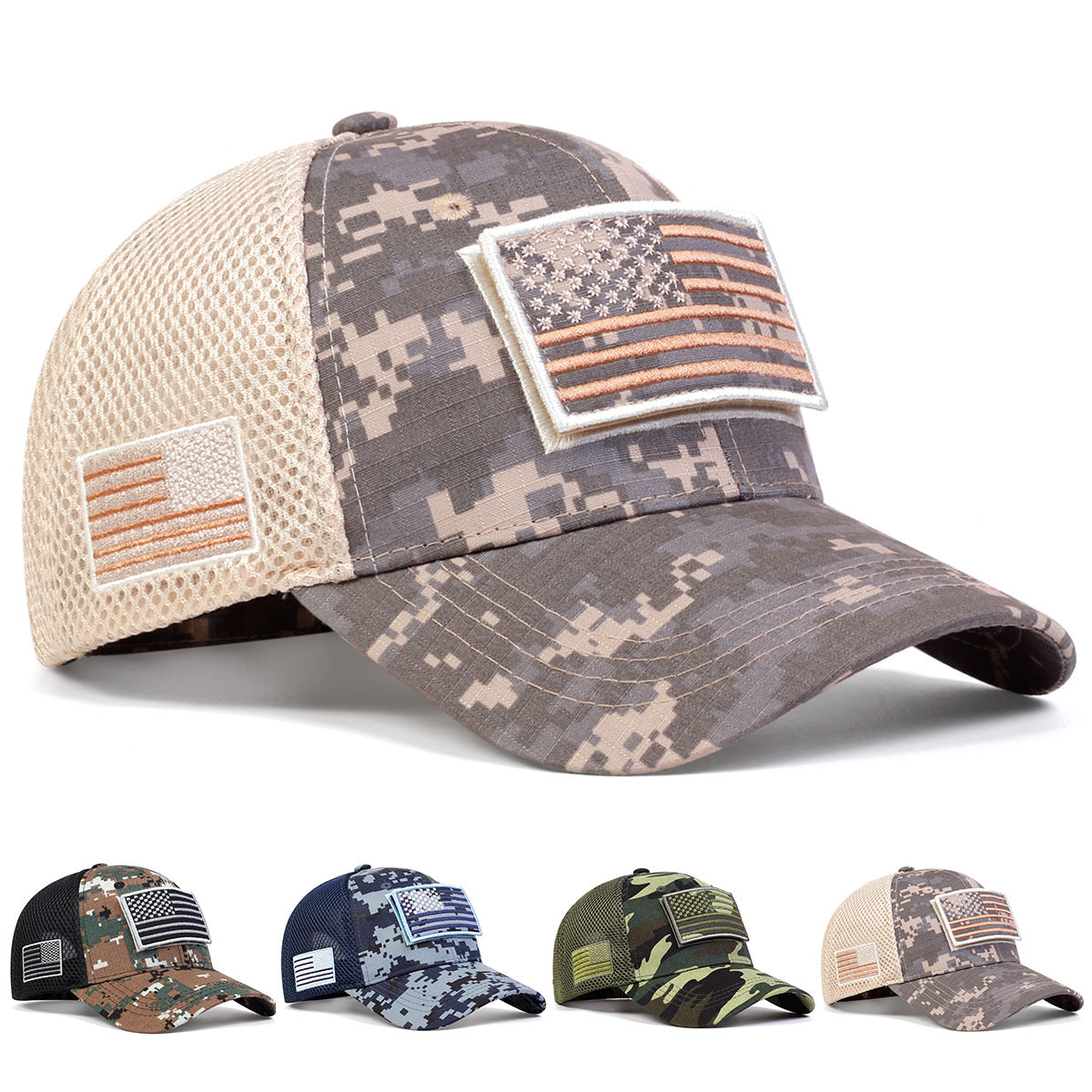 USA Flag Camouflage Mesh Velcro Hat