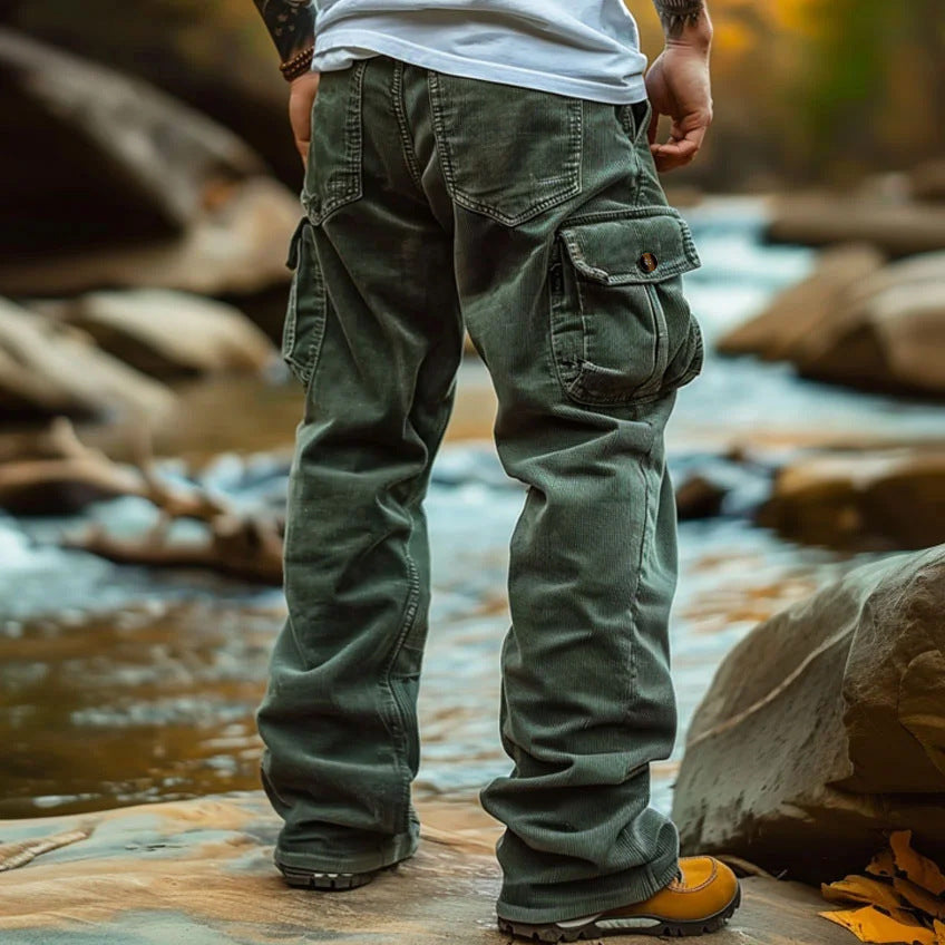 Retro Cargo Trousers with Foot Elastic for Men